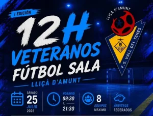 i edicion 12h veteranos de futbol sala lli a d amunt 2026 logo