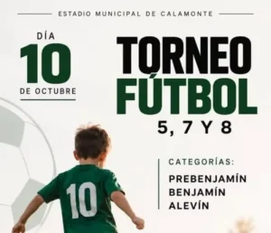 logo torneo de futbol 5 7 y 8 en calamonte octubre de 2027