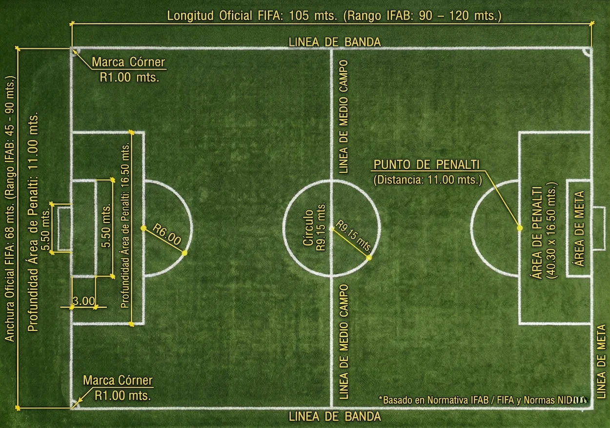 medidas campo futbol 11 oficiales